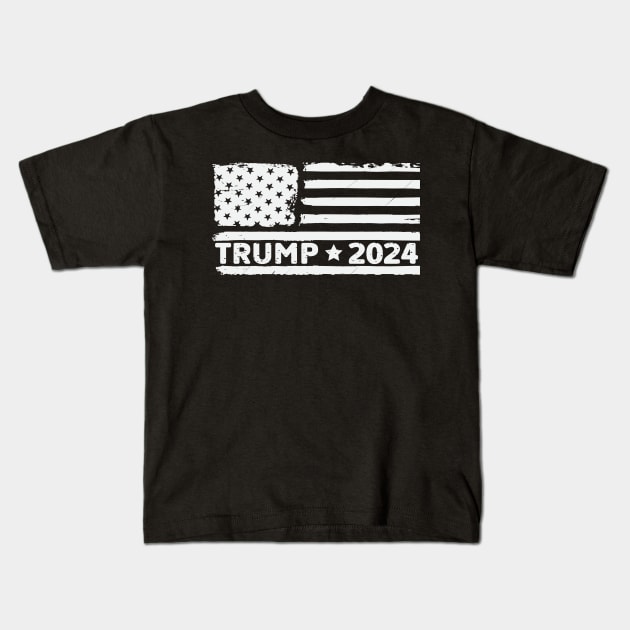 Trump 2024 American Flag Kids T-Shirt by Dylante